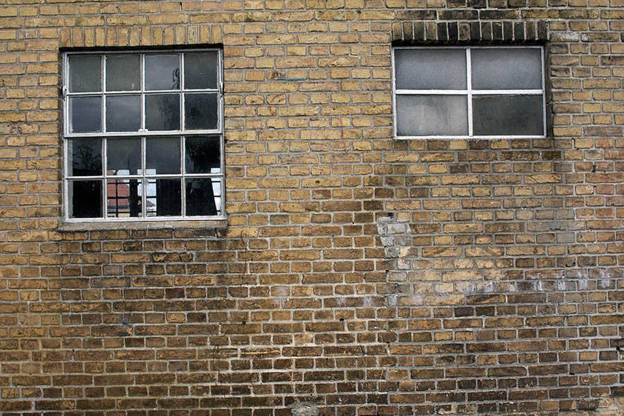 Photo 00417: Two white, metal, stable windows