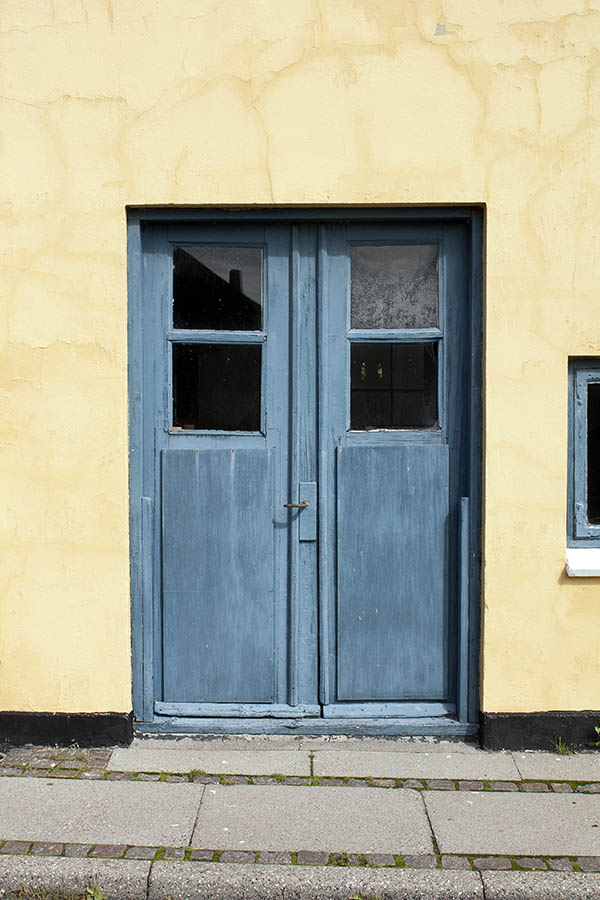 Photo 00446: Panelled, blue double door