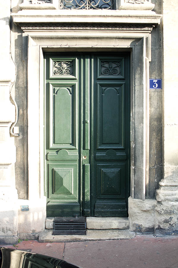 Photo 02196: Panelled, green double door