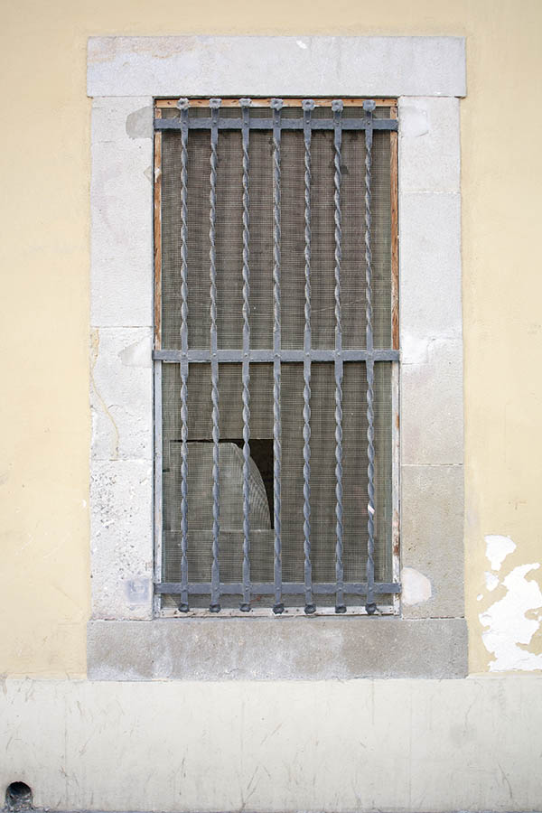 Photo 02272: Grey window with double lattice