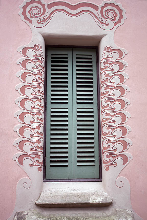 Photo 02505: Window with light green shutters