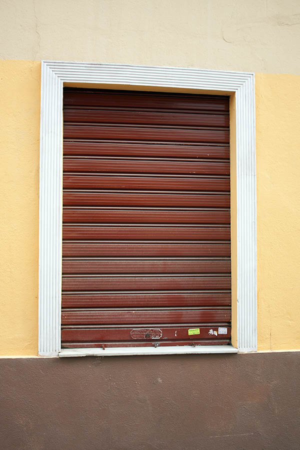 Photo 02636: Red security shutter with nice colours around
