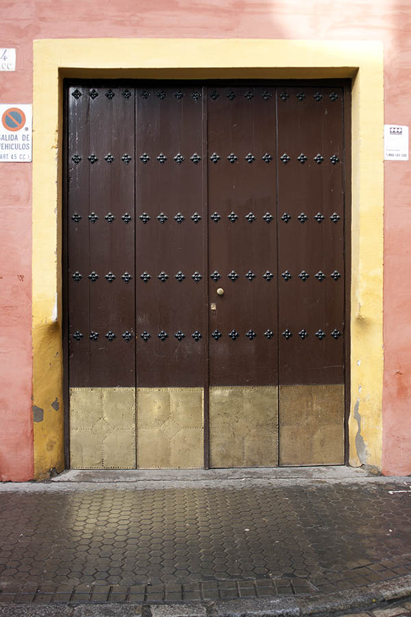 Photo 03224: Brown gate with nails and foot plate