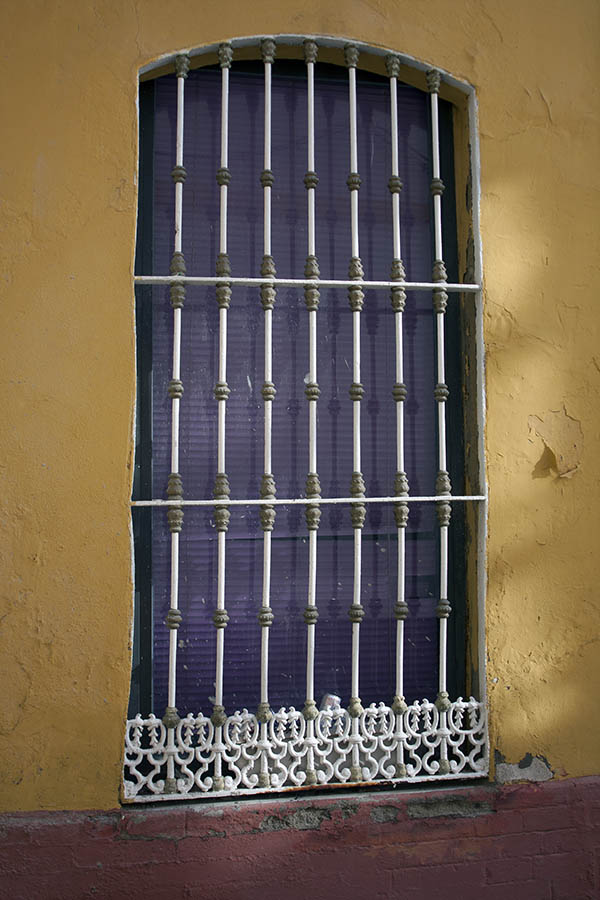 Photo 03238: Latticed, purple, blinded window