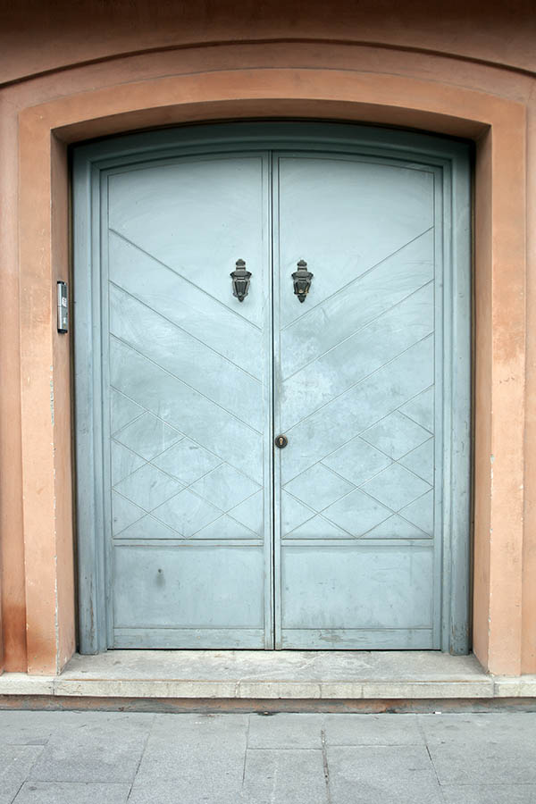 Photo 03358: Light green, formed, metal double door