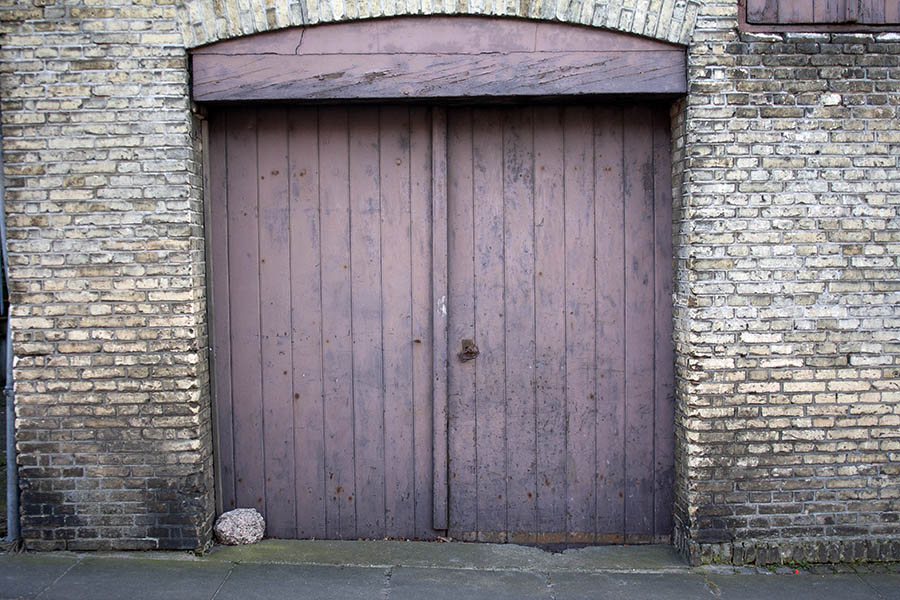 Photo 03544: Worn purple and grey gate
