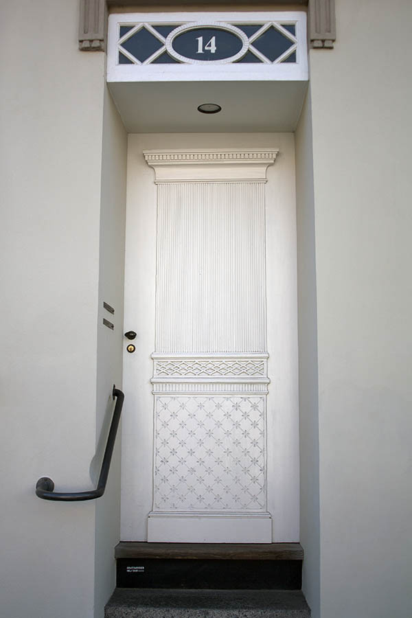 Photo 04312: Carved, white door