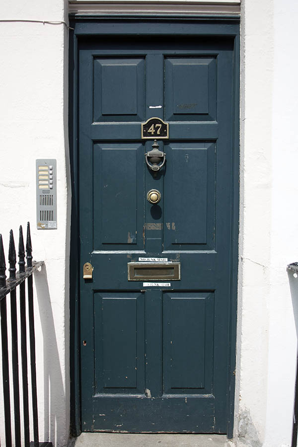 Photo 04482: Panelled, teal door