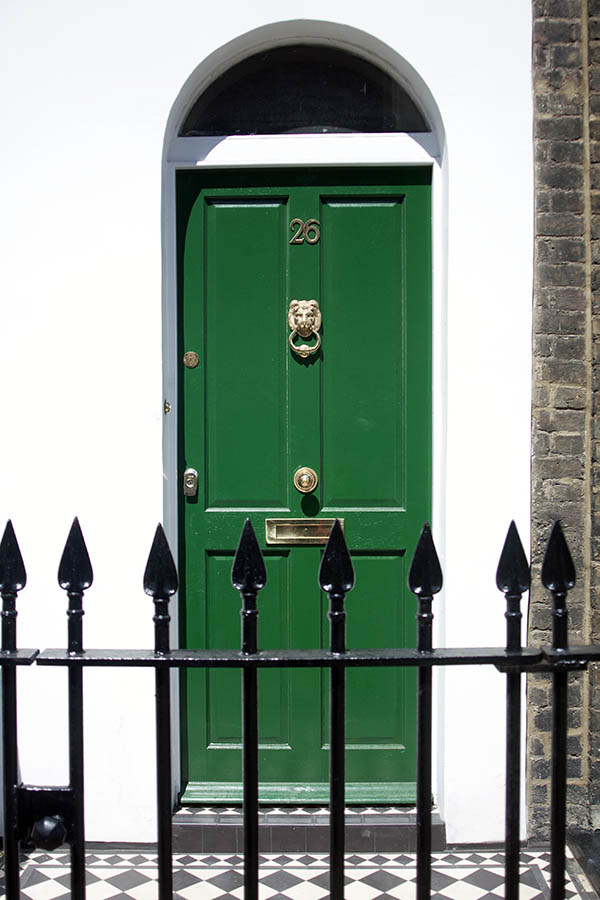 Photo 04530: Panelled, green door with fan light
