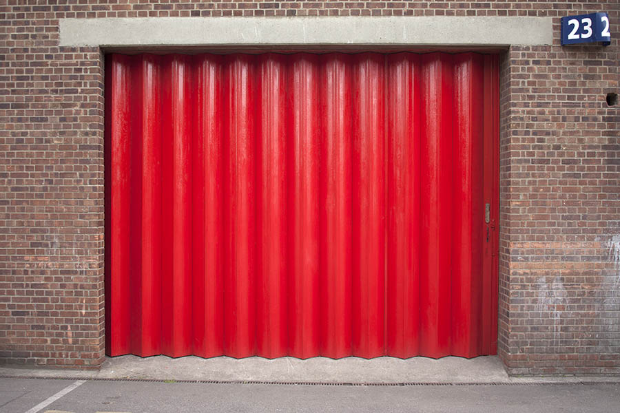 Photo 05685: Large, red folding gate