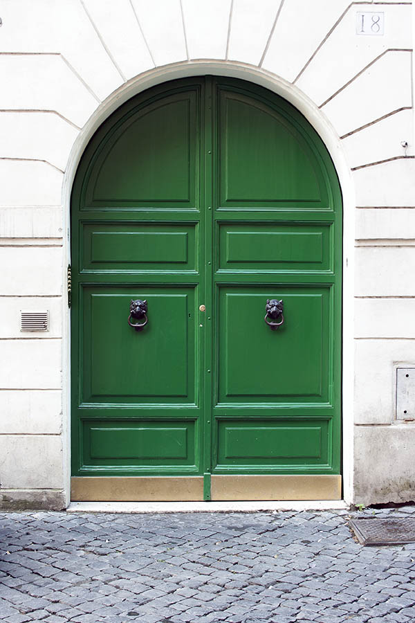Photo 08069: Formed, panelled, green double door