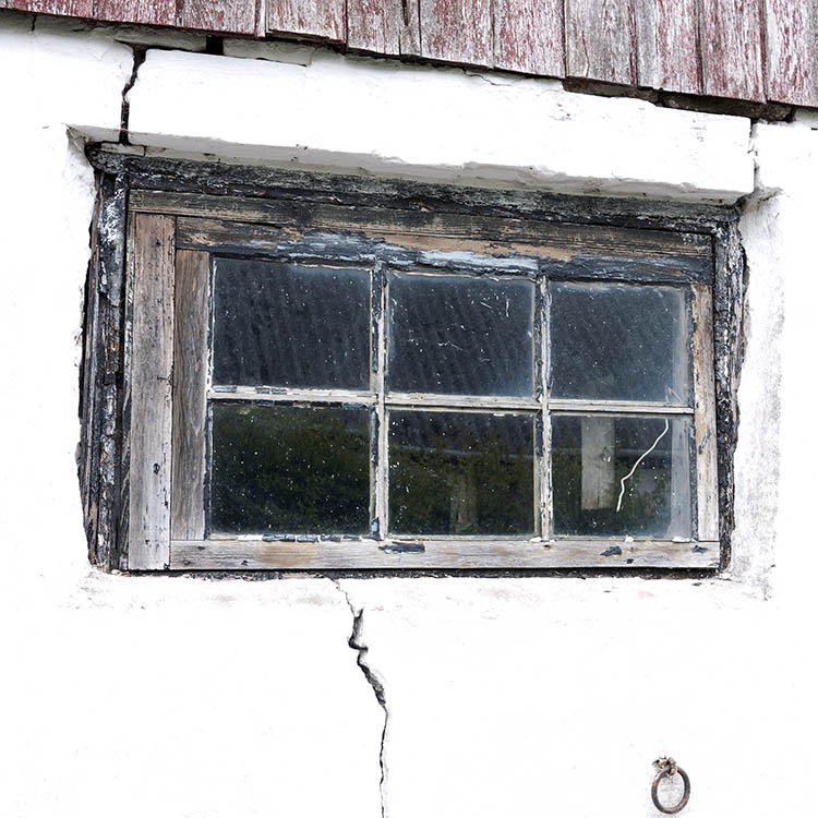 Photo 08354: Decayed, black stable window