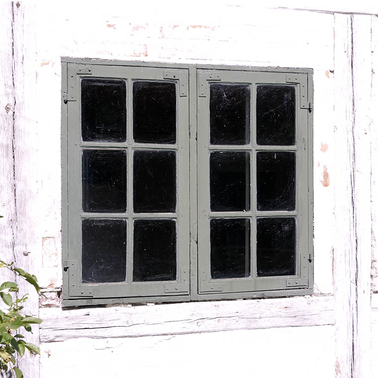Photo 08583: Teal window with two frames and 12 panes