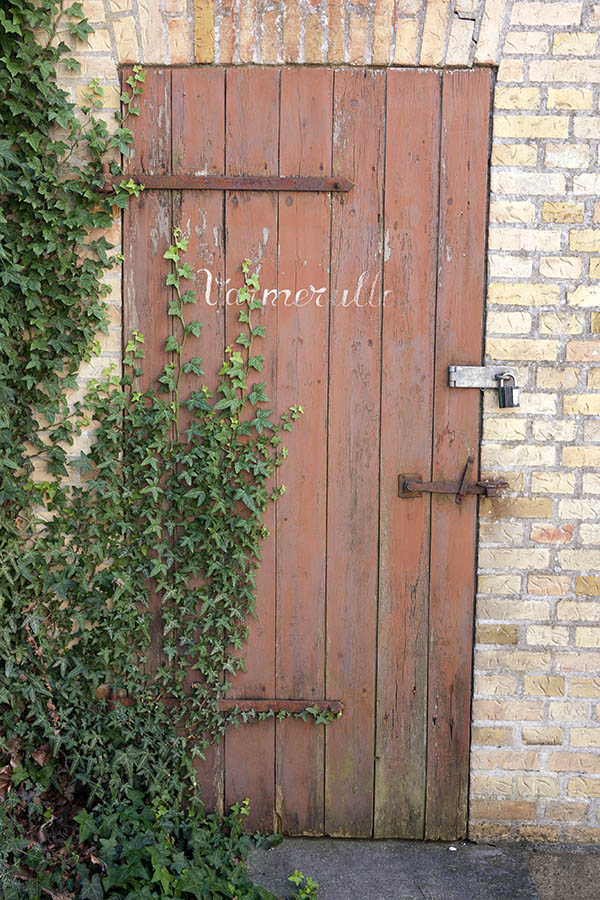 Photo 09154: Decayed, light brown door made of planks