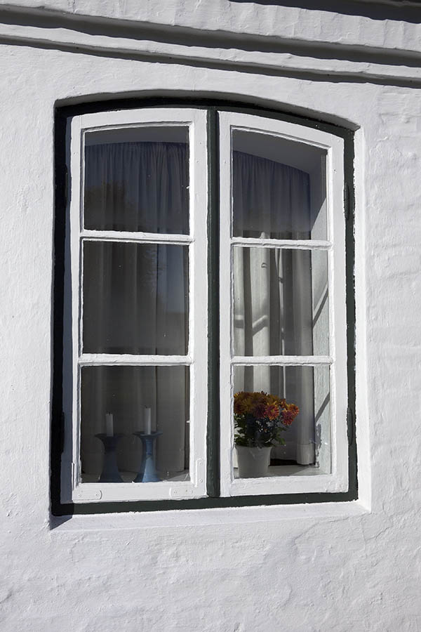 Photo 09264: Formed white and green window with two frames and six panes