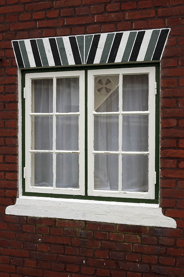 Photo 09676: Green and white window with two frames and 12 panes