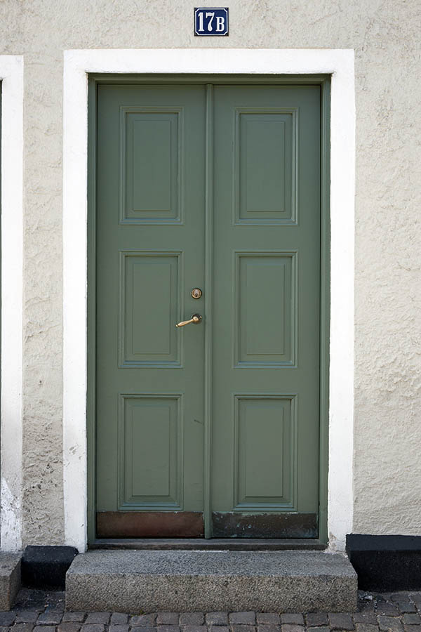 Photo 10206: Panelled, green double door