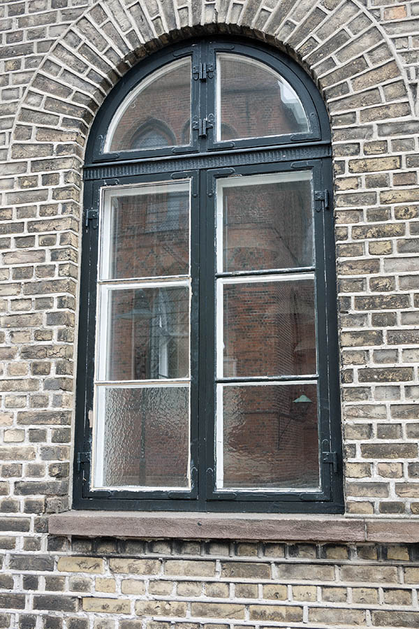 Photo 10988: Formed, teal window with four frames and eight panes