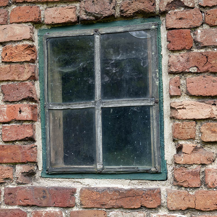 Photo 11116: Lopsided, little, green window with four panes