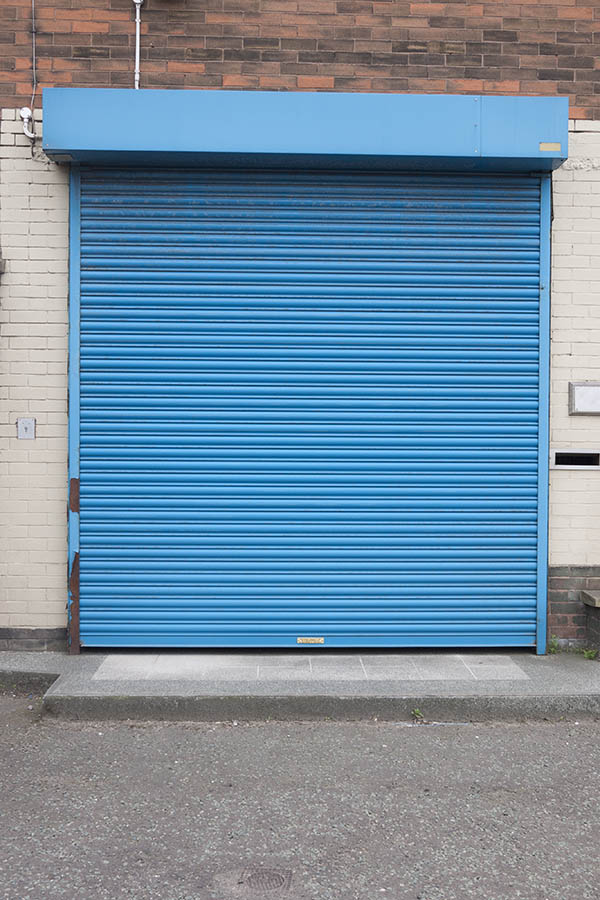 Photo 11462: Light blue security shutter gate