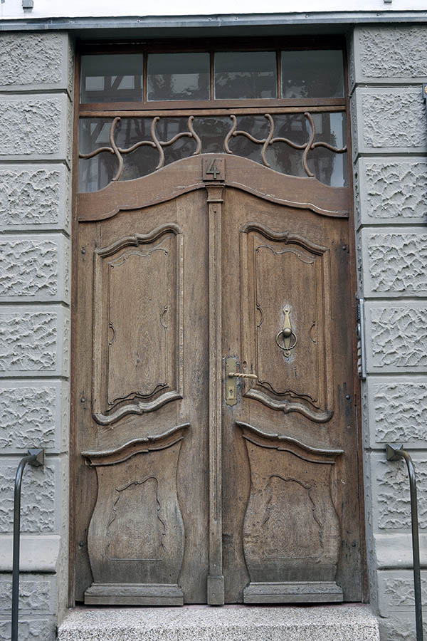 Photo 11853: Formed, carved, oiled double door with top window
