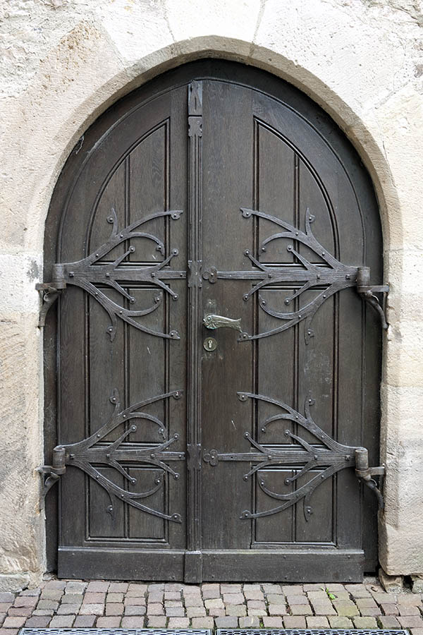Photo 11911: Formed, panelled, grey double door