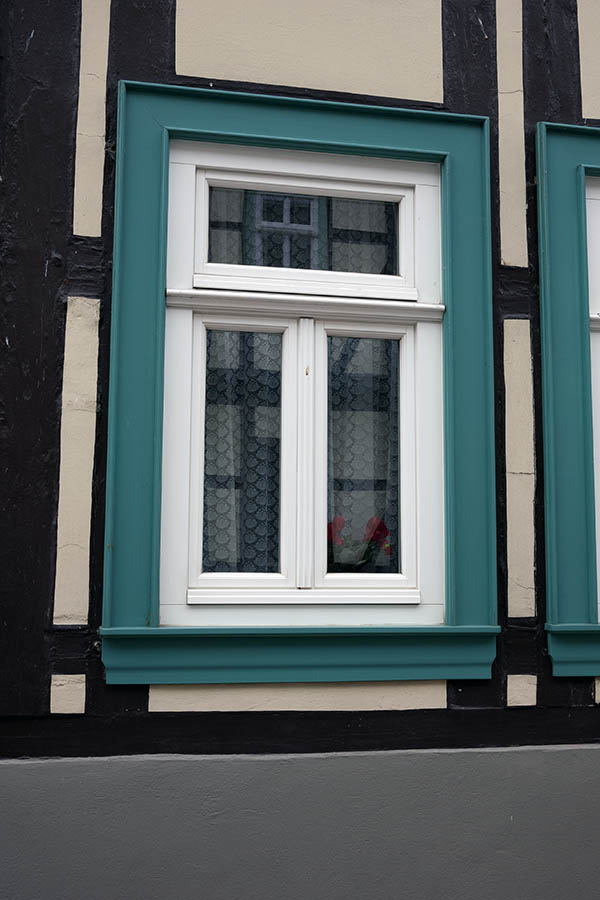 Photo 12457: Teal and white window with three panes