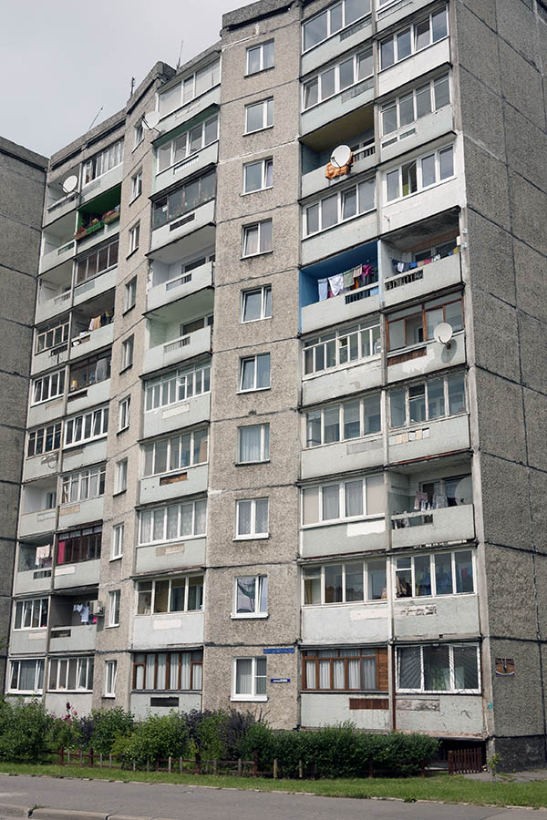 Photo 12874: Grey facade of a 10-storey house with balconies