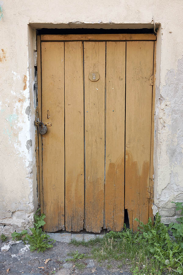Photo 12973: Red door made of planks.