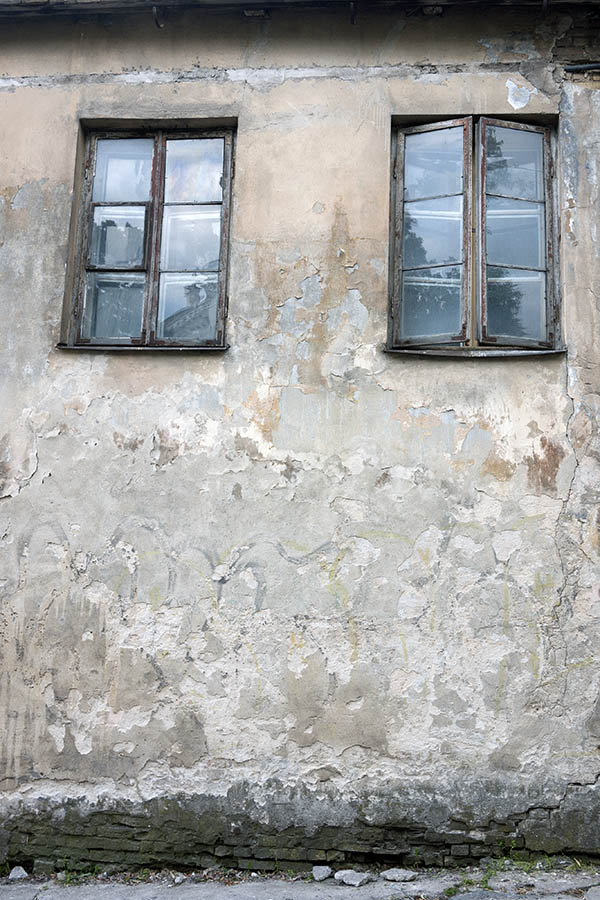 Photo 13210: Two brown windows with two frames and six panes each