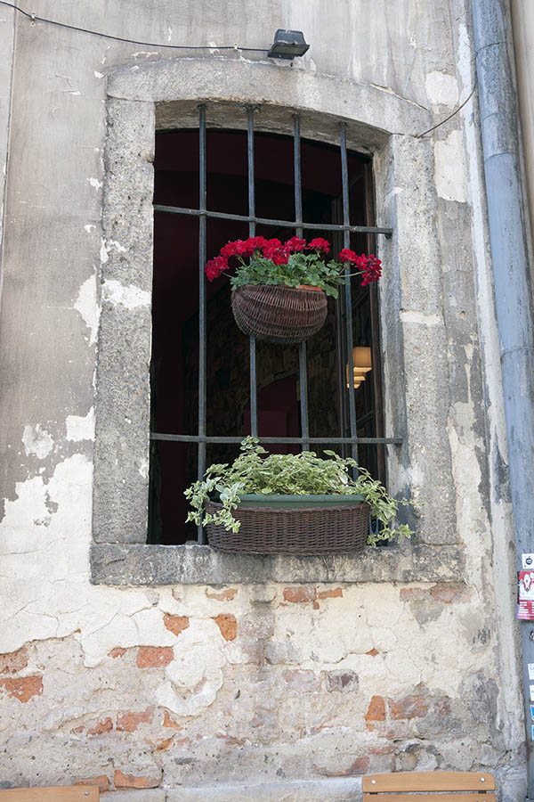 Photo 13470: Grated, formed, brown window