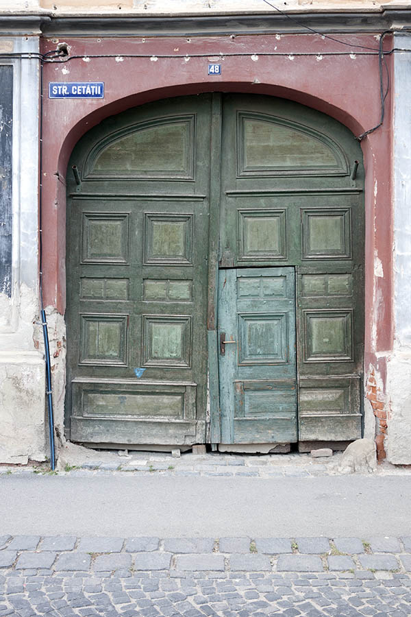 Photo 14185: Green and light green gate with minor door
