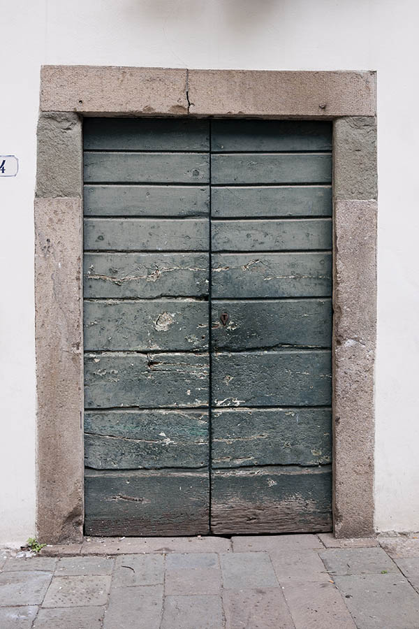 Photo 15138: Teal double door made of planks