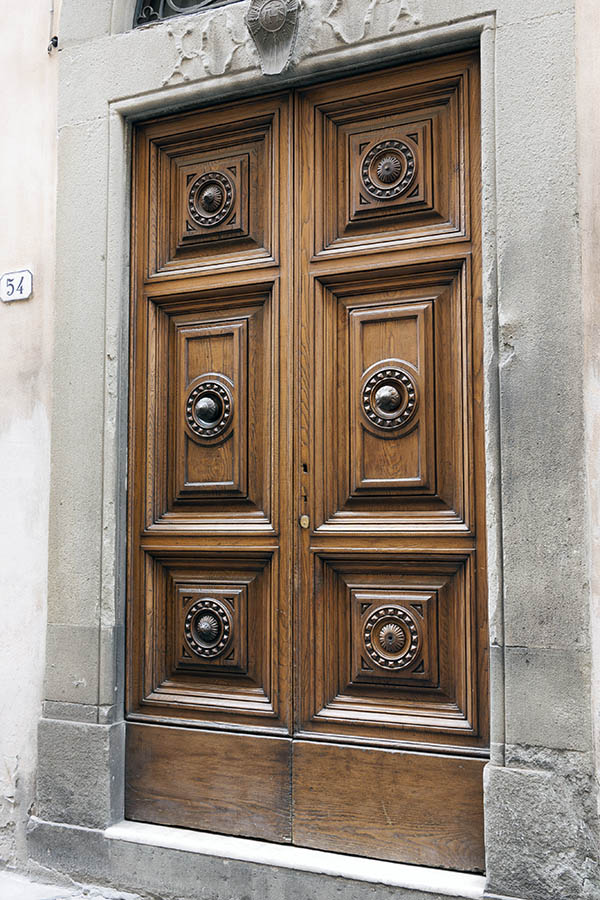 Photo 15206: Carved, panelled, lacquered double door