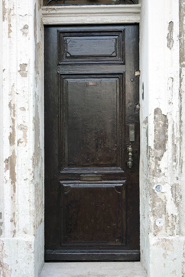 Photo 15274: Panelled, black door with top window