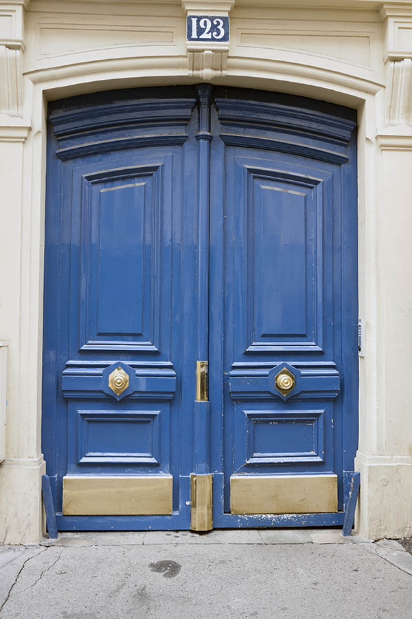 Photo 15614: Formed, panelled, blue gate