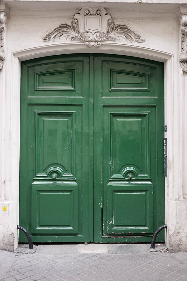 Photo 15615: Formed, carved, panelled, green gate
