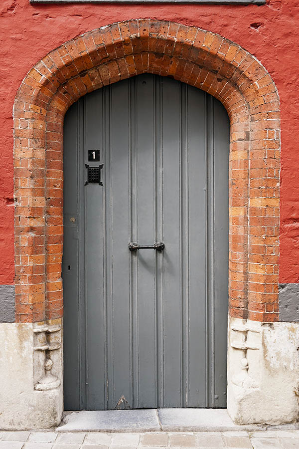 Photo 15822: Worn, formed, grey door made of planks