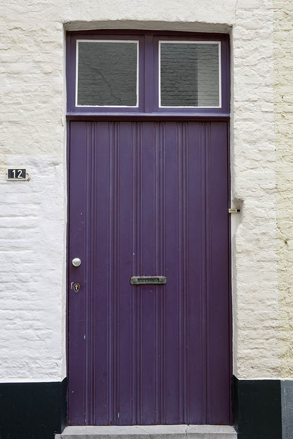 Photo 15880: Purple door made of planks with top window