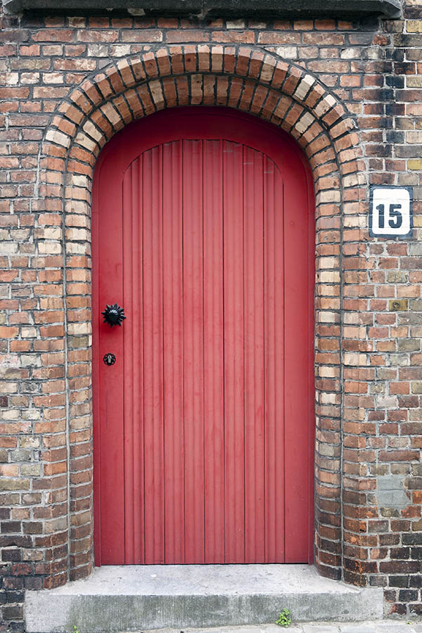 Photo 16060: Formed, panelled, red door