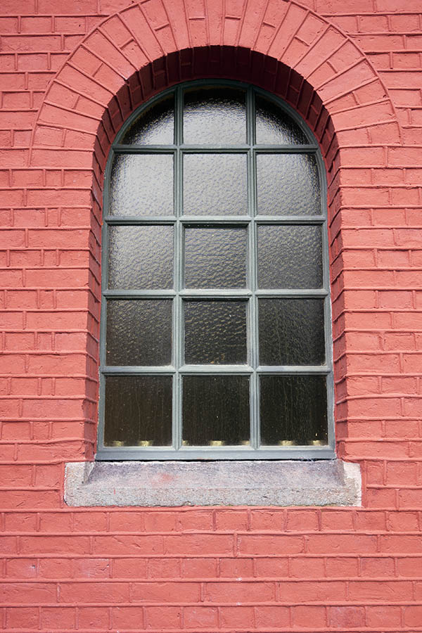 Photo 16675: Formed, grey, metal window with 15 panes