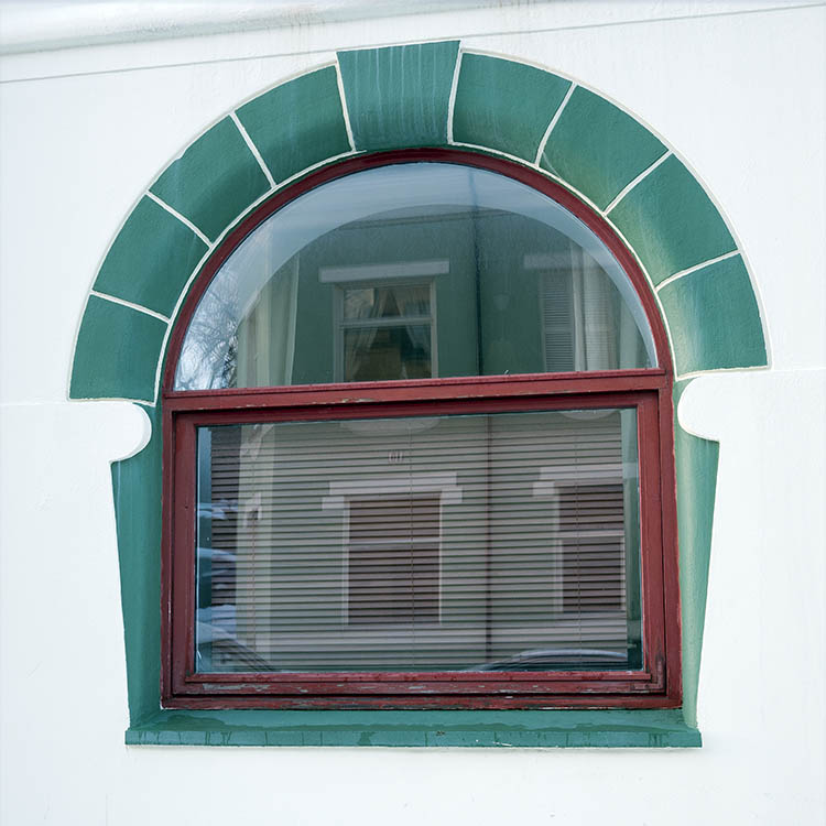 Photo 17183: Worn, formed, brown window with two frames