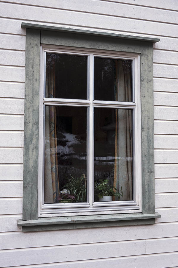 Photo 17402: White window with four panes in a green frame