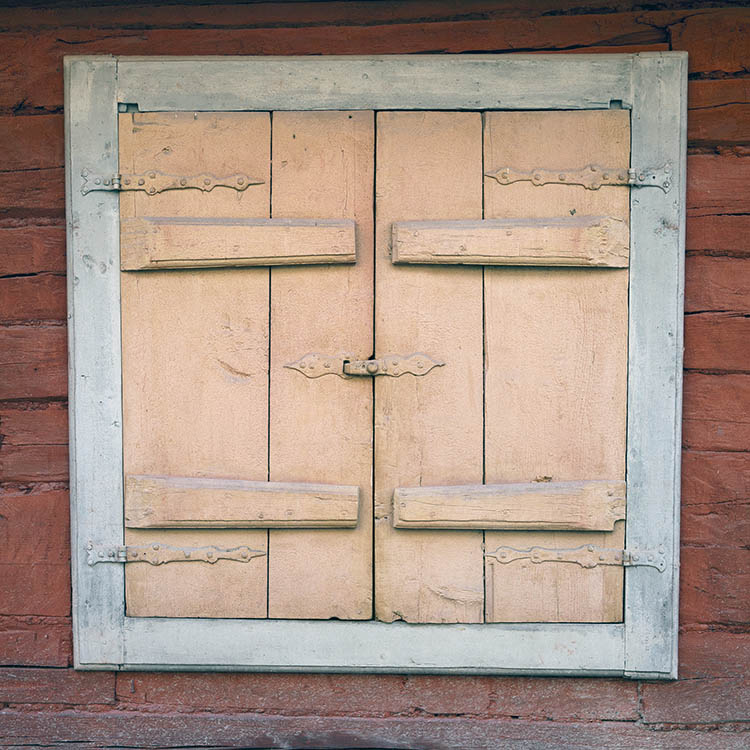 Photo 17999: Light yellow shutters in a light grey frame