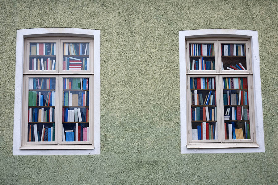 Photo 18418: Two light yellow windows with four frames each
