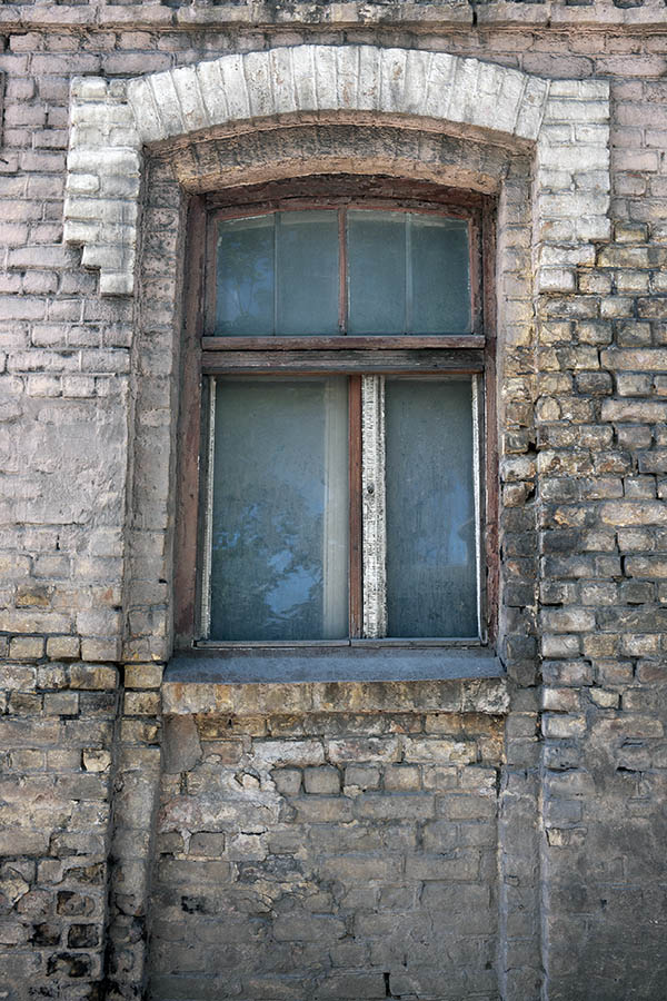 Photo 19604: Decayed, formed, brown window with four panes