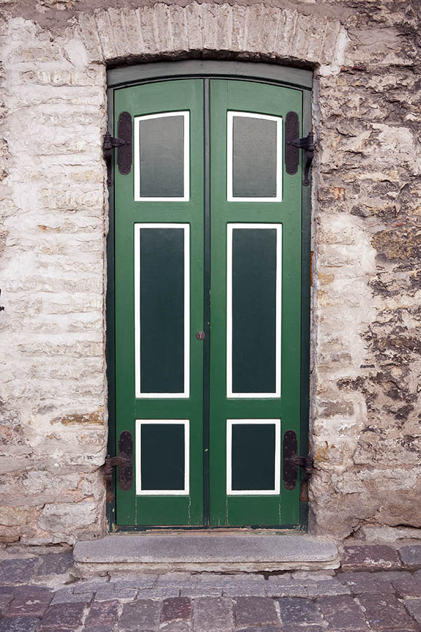 Photo 19883: Panelled, formed, green, white and black double door