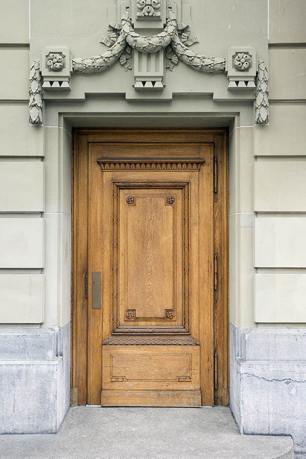 Photo 23862: Carved, panelled, lacquered door with latticed door lights