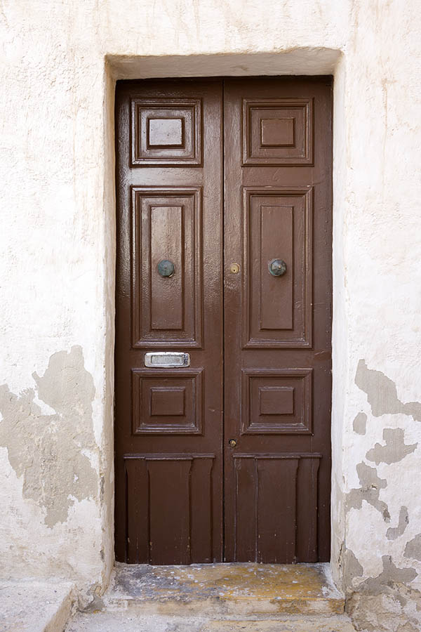 Photo 24007: Narrow, panelled, brown double door