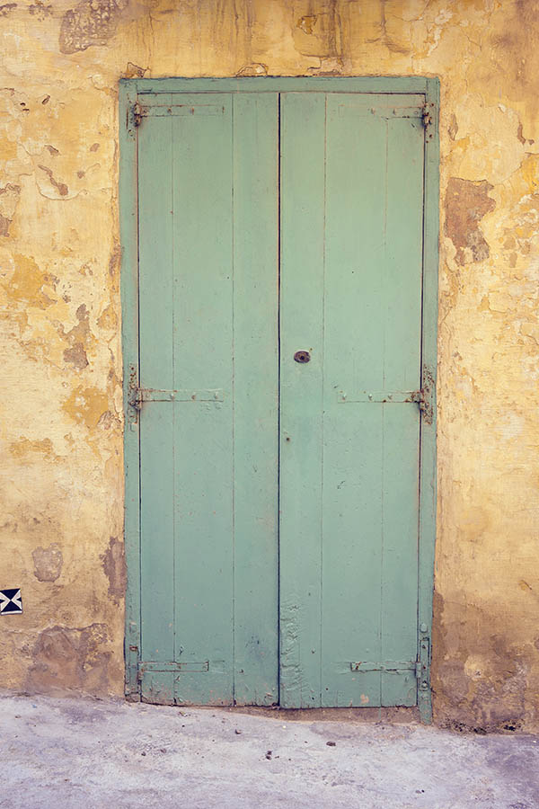 Photo 24143: Narrow, worn, light green double door